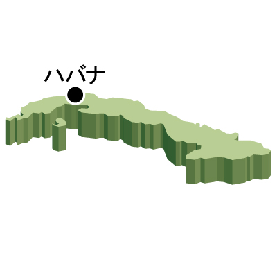 キューバ共和国無料フリーイラスト｜首都名・立体(緑)